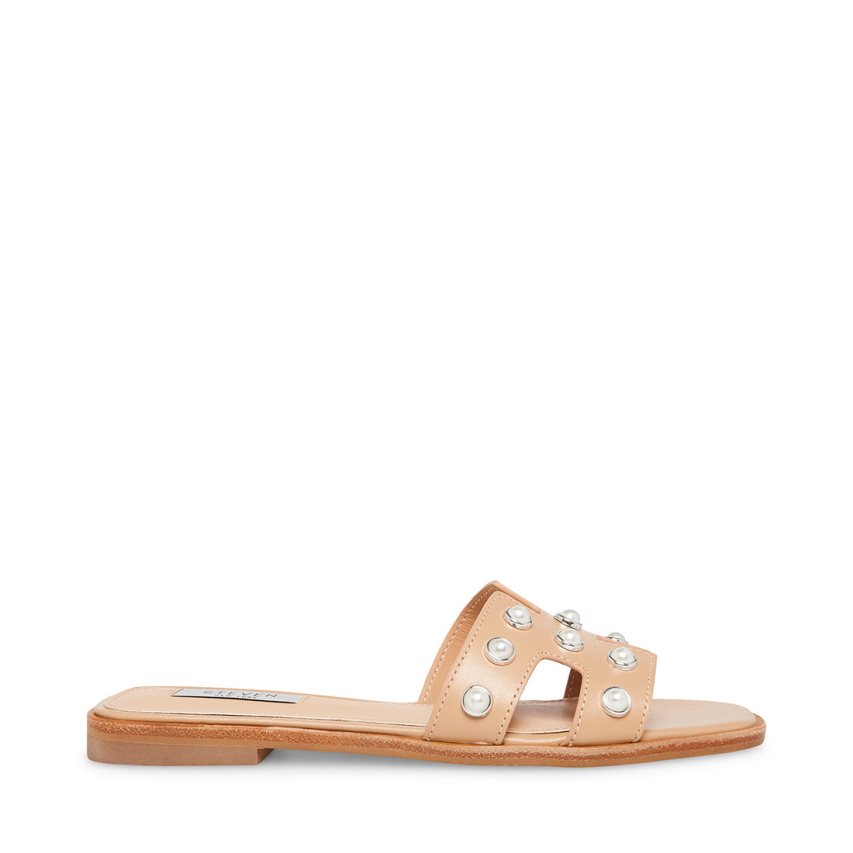 Beige Steve Madden Hadyn-p Leather Women's Slides | PH 1625BIL